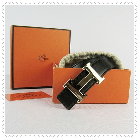 Hermes Classic Stripe Leather Reversible Belt Black/Black Classi